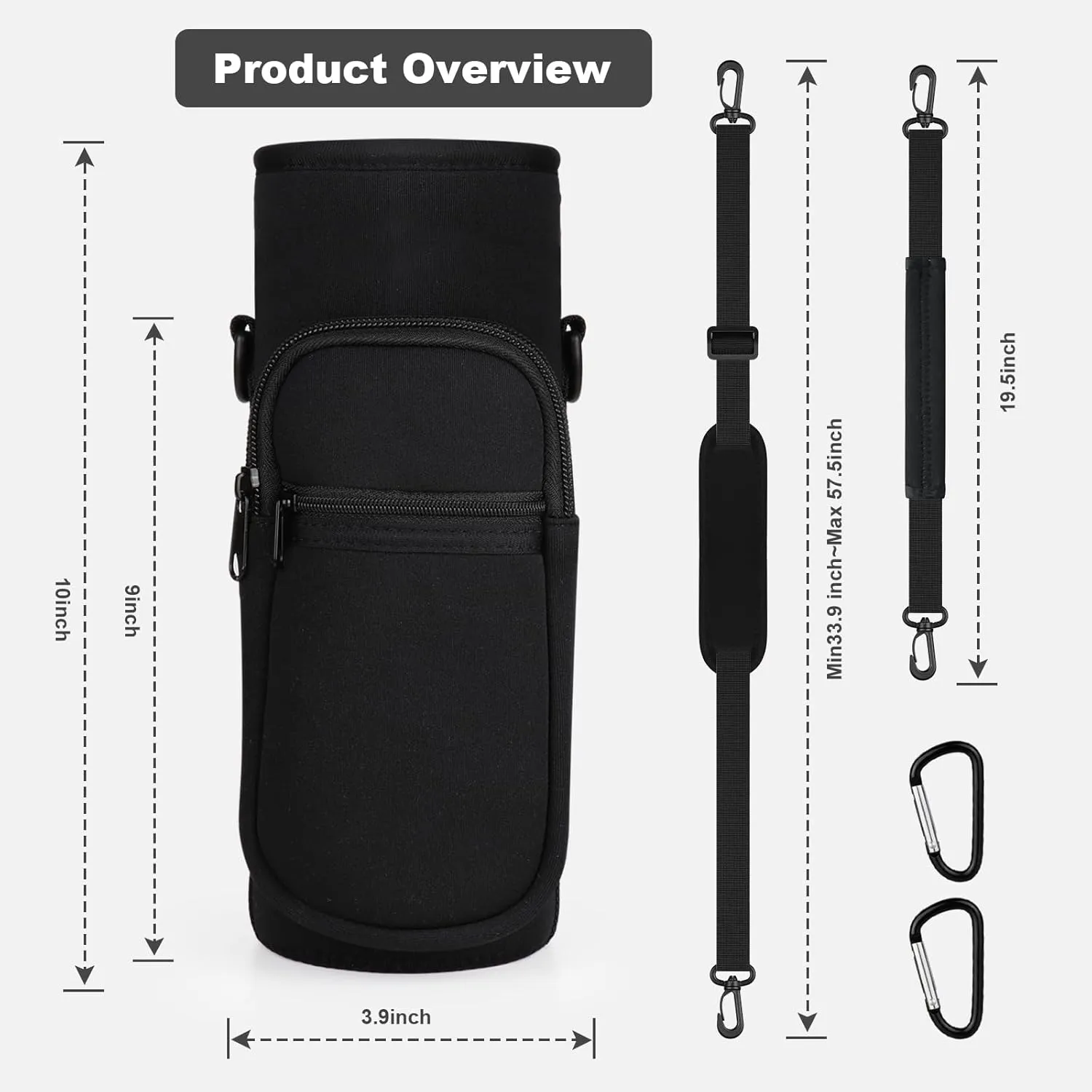 Water Bottle Holder with Strap, Water Bottle Carrier Bag with Phone Pocket, Shoulder Hand Strap Insulated Neoprene 32/40 oz Water Bottle Sleeve for Walking Hiking Camping Gym