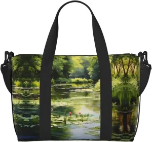 Water Lilies in the Pond Women's Hand-held Crossbody Travel Bag, Casual Handbag with Zipper, Suitable for Work, Travel, Fitness, Travel