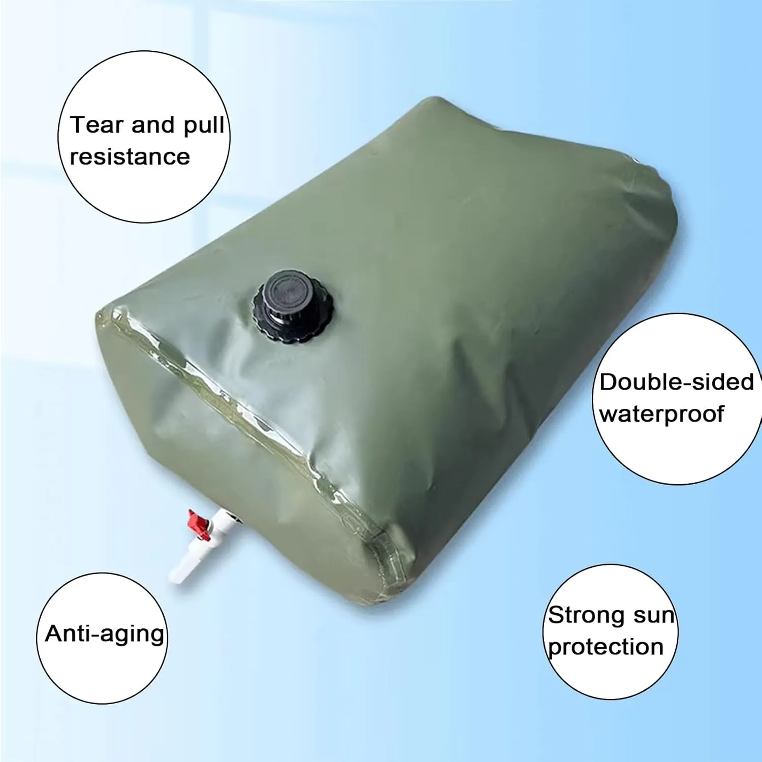 Water Storage Bladder Large-Capacity TPU Polyether Material Outdoor Water Storage Bag Portable Foldable Soft Water Bag for RVs, Fire Prevention, Irrigation(5000L/3 * 2 * 0.85M)