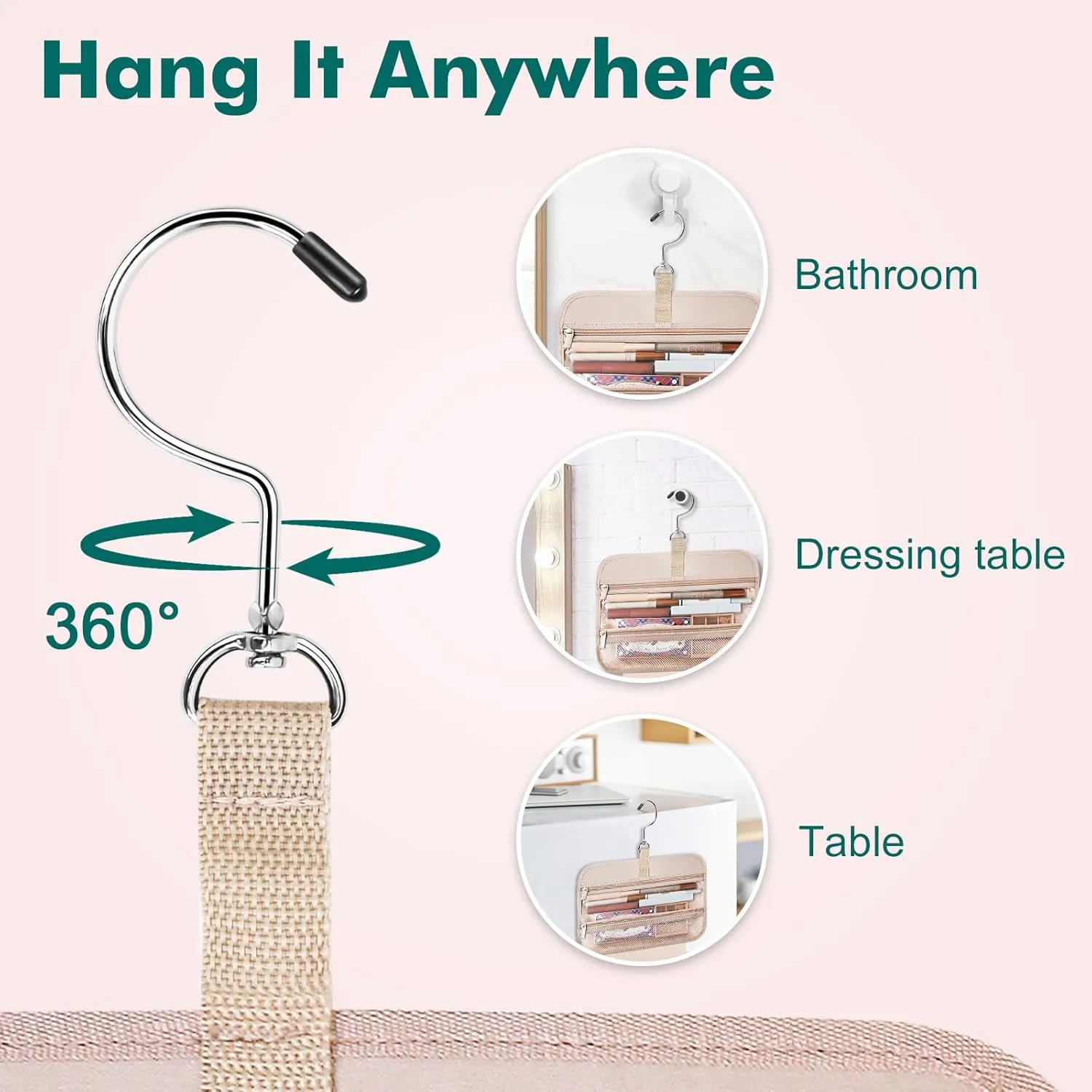 Wedama Toiletry Bag for Women, Large Cosmetic Travel Bag, Hanging Toiletry Bag for Bathroom, Thickened PVC Waterproof Travel Makeup Bag, Toiletries Bag for Travel Business Trips and Camping