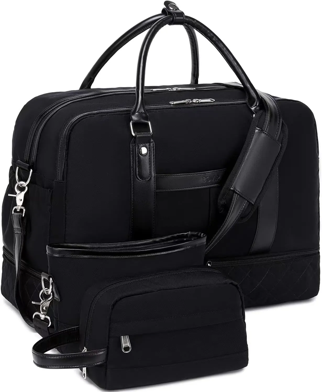 Weekender Bags for Women Overnight Bag Large Canvas Travel Duffel Bag with Shoe Compartment Carry On Tote Bag 3Pcs Set