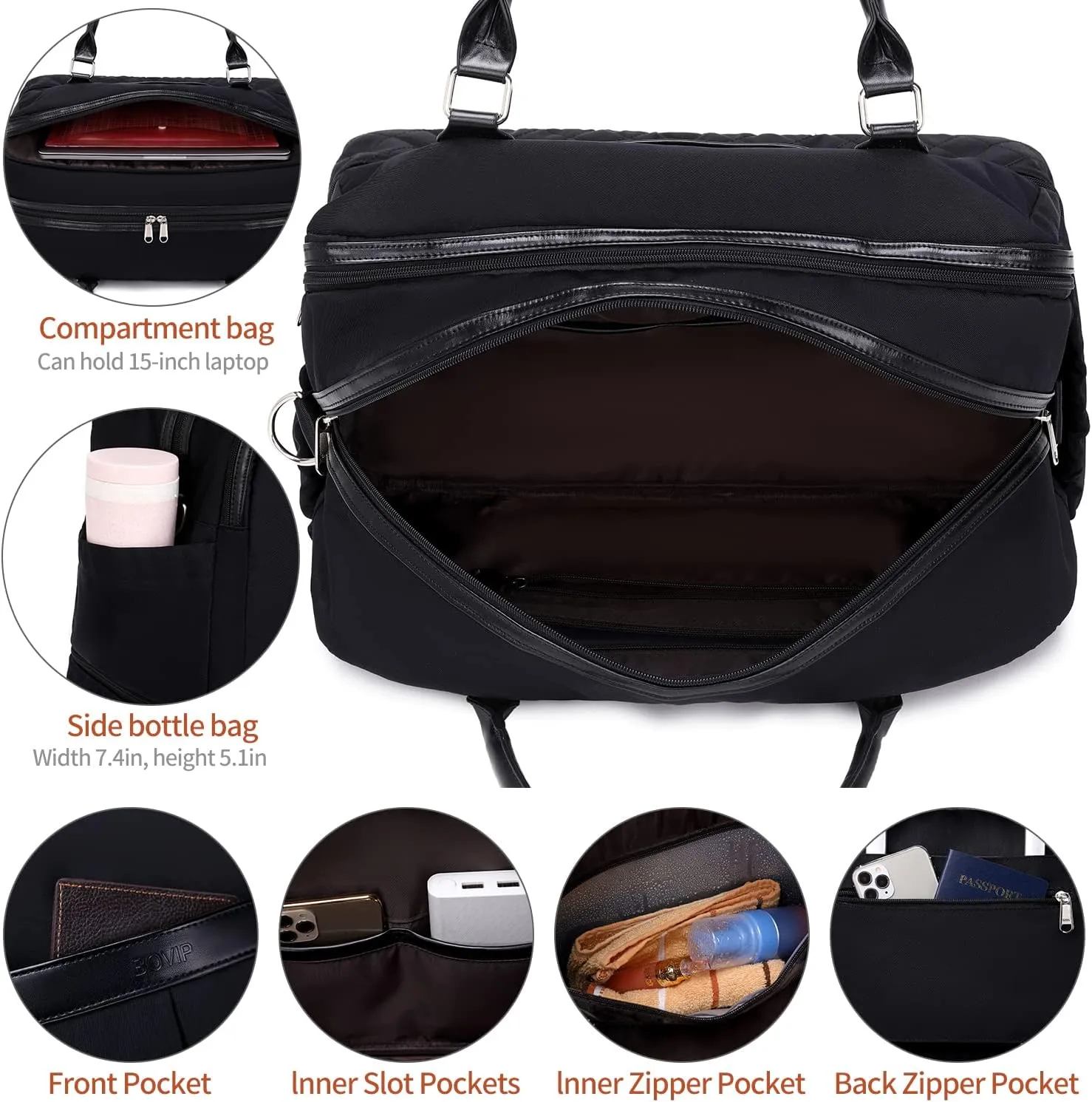 Weekender Bags for Women Overnight Bag Large Canvas Travel Duffel Bag with Shoe Compartment Carry On Tote Bag 3Pcs Set