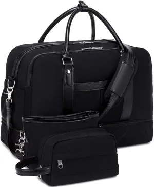 Weekender Bags for Women Overnight Bag Large Canvas Travel Duffel Bag with Shoe Compartment Carry On Tote Bag 3Pcs Set