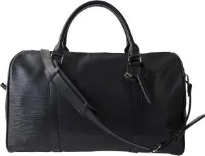 Weekender Duffle Bag Carry Travel Shoulder Tote Vegan Leather Unisex Luggage Sleeve Duffel (Black-05)