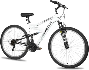 WEIZE Mountain Bike, 26 27.5 inch Outdoor Hybrid Bikes,18-Speed/High-Carbon Steel/Dual Full Suspension, Adjustable Ergonomic Seat for Men Women Adult, MTB Bicycle with Suspension Fork,Sleek Colors