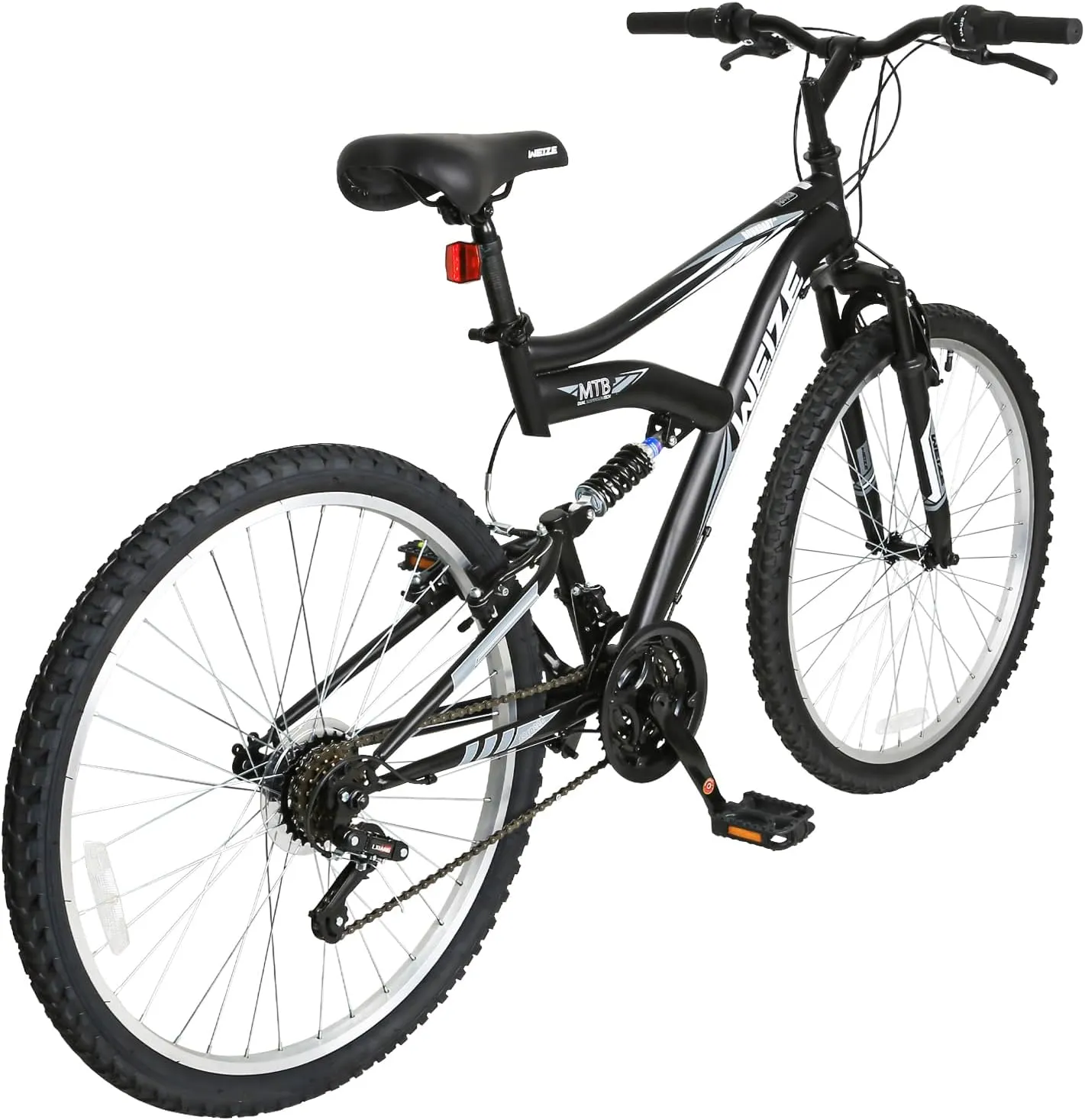 WEIZE Mountain Bike, 26/27.5 inch Outdoor Cycling Bike,18-Speed/High-Carbon Steel/Dual Full Suspension, Adjustable Ergonomic Seat for Men Women Adult, MTB Bicycle with Suspension Fork,Sleek Colors
