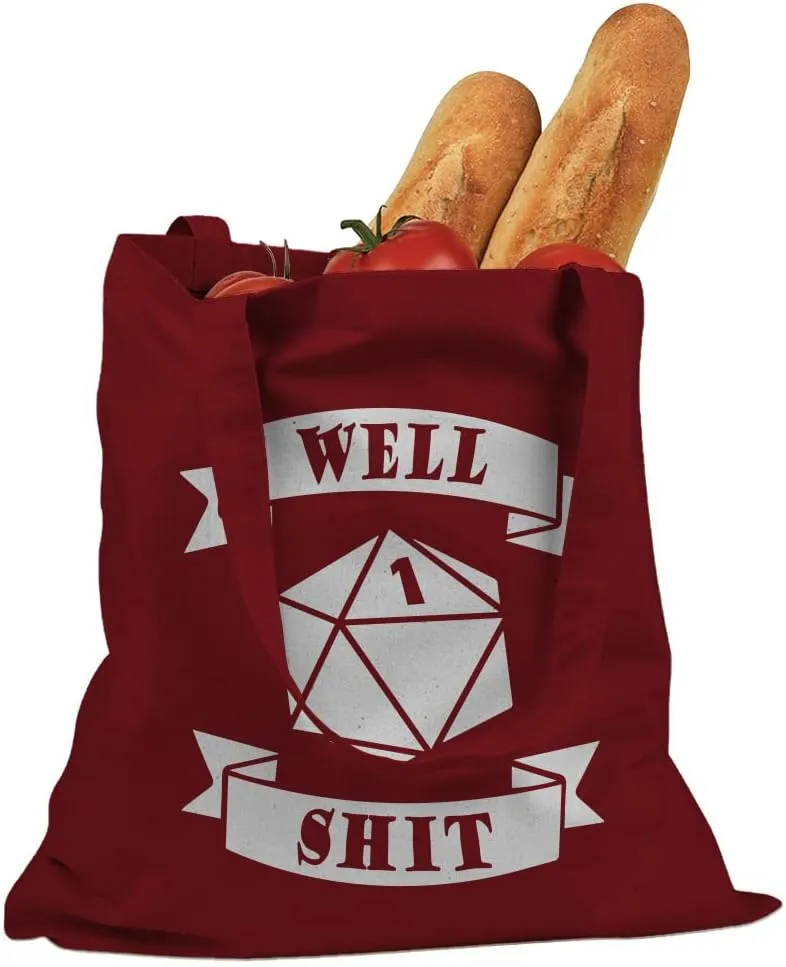 Well Shit DnD Tabletop Dice Game Cotton Canvas Tote Bag