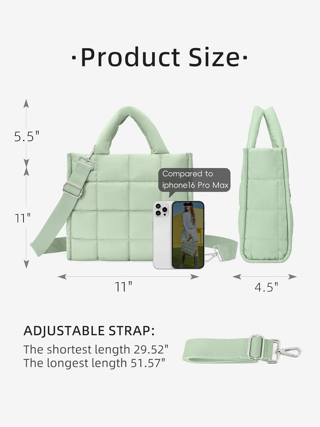 WESTBRONCO Puffer Crossbody Bags for Women Quilted Tote Bag Puffy Weekender Overnight Bag Nylon Shoulder Handbag