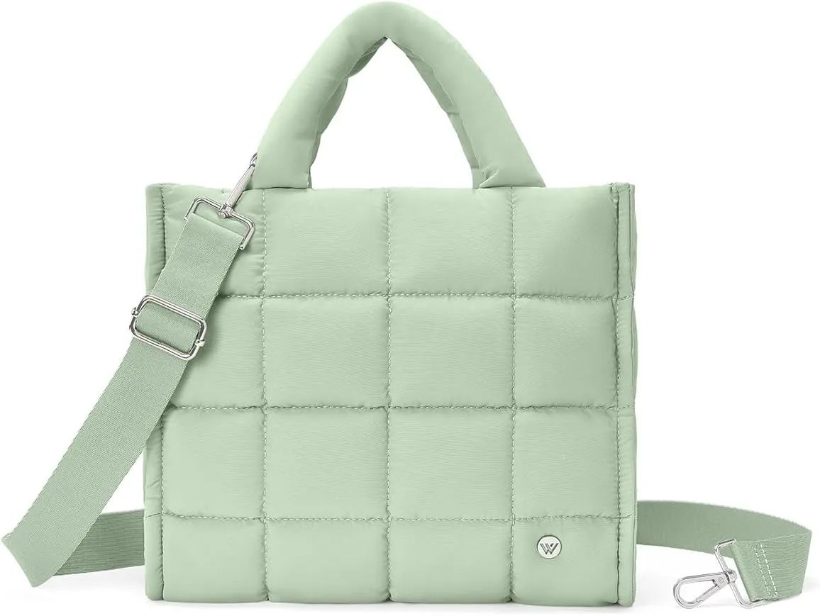 WESTBRONCO Puffer Crossbody Bags for Women Quilted Tote Bag Puffy Weekender Overnight Bag Nylon Shoulder Handbag