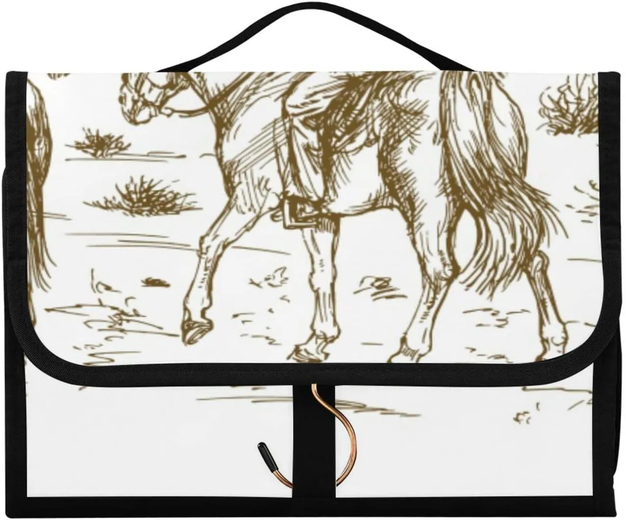 Western Desert Cowboys Travel Toiletry Bag Cosmetic Make up Brush Cases Hanging Water-resistant Accessories Organizer for Women 3PCS