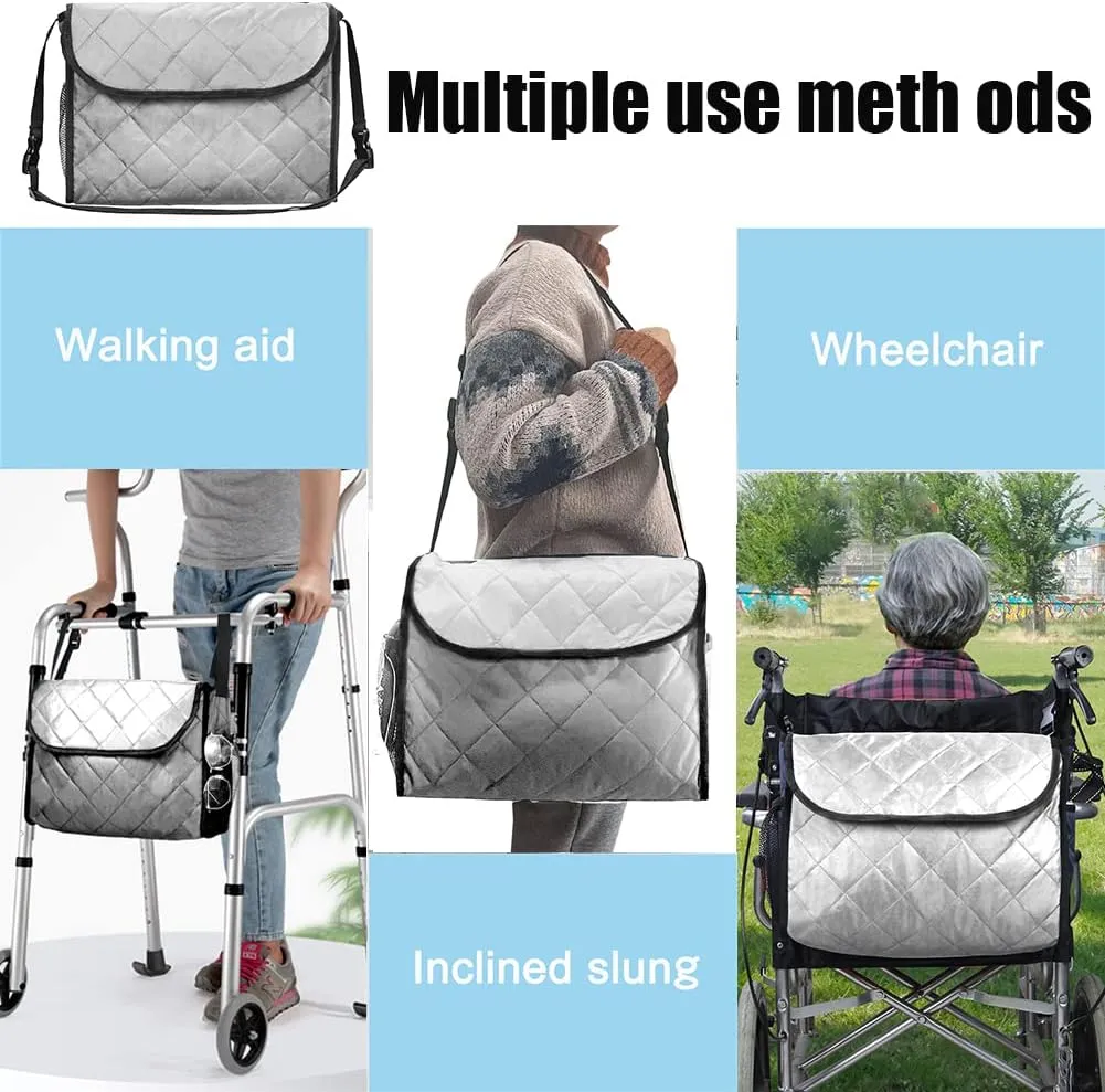 Wheelchair Bag Wheelchair Backpack Bag Wheel Chair Storage Tote Accessory Waterproof Travel Messenger Backpack for Men, Women, Handicap, Elderly and Storage Travel Items (Grey)