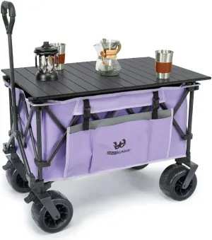 Whitsunday Collasible Wagon, Large Capacity 400Lbs, All-Terrain Wheels Heavy Duty Utility Wagon for Gardening Shopping Fishing Camping Outdoor Picnic Purple