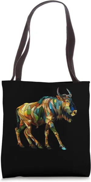 Wildebeest Stained Glass Tote Bag