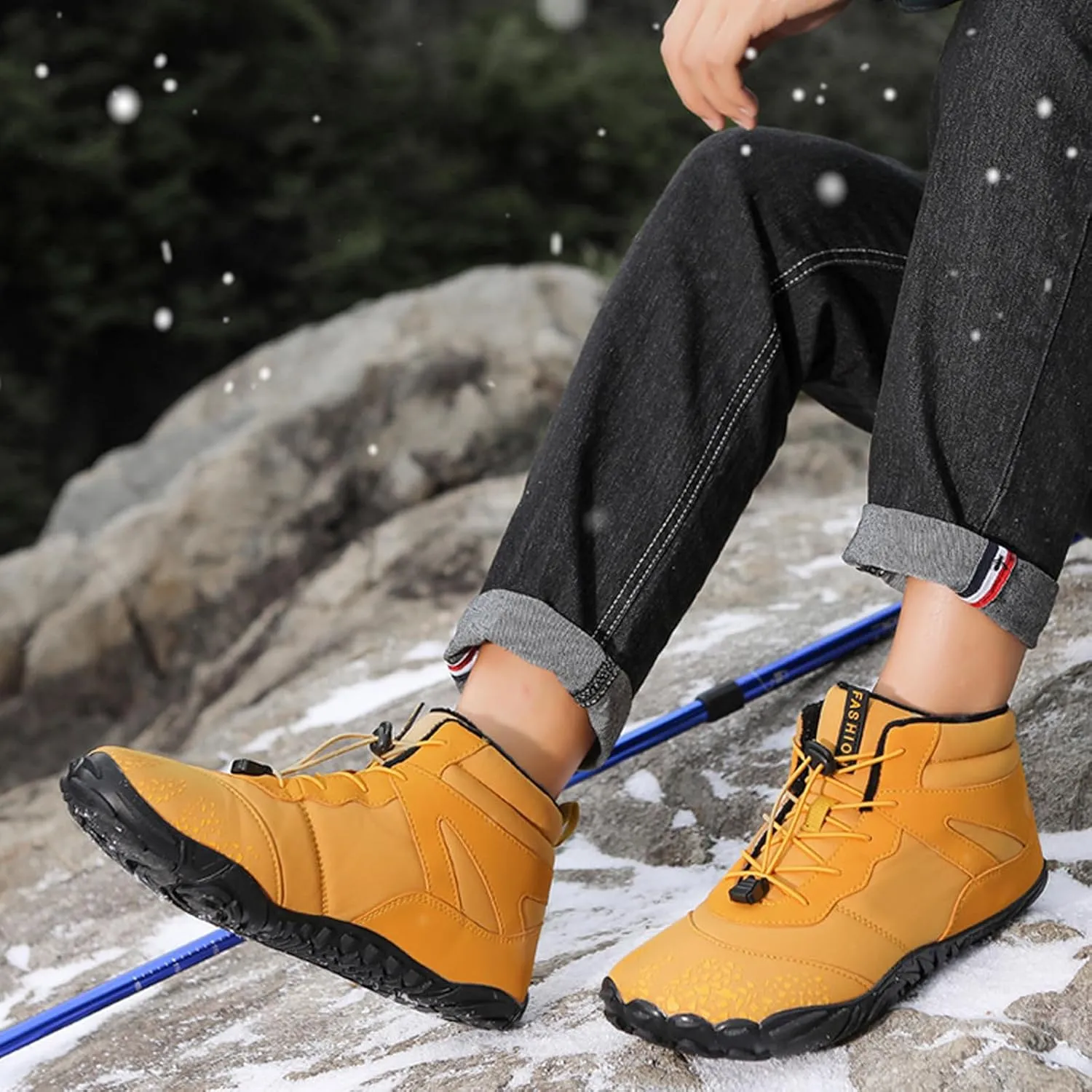 Winter Barefoot Shoes Women Hike Barefoot Footwear Men Grounded Footwear Non-Slip Sole Wide Toe Box for Hiking Trail