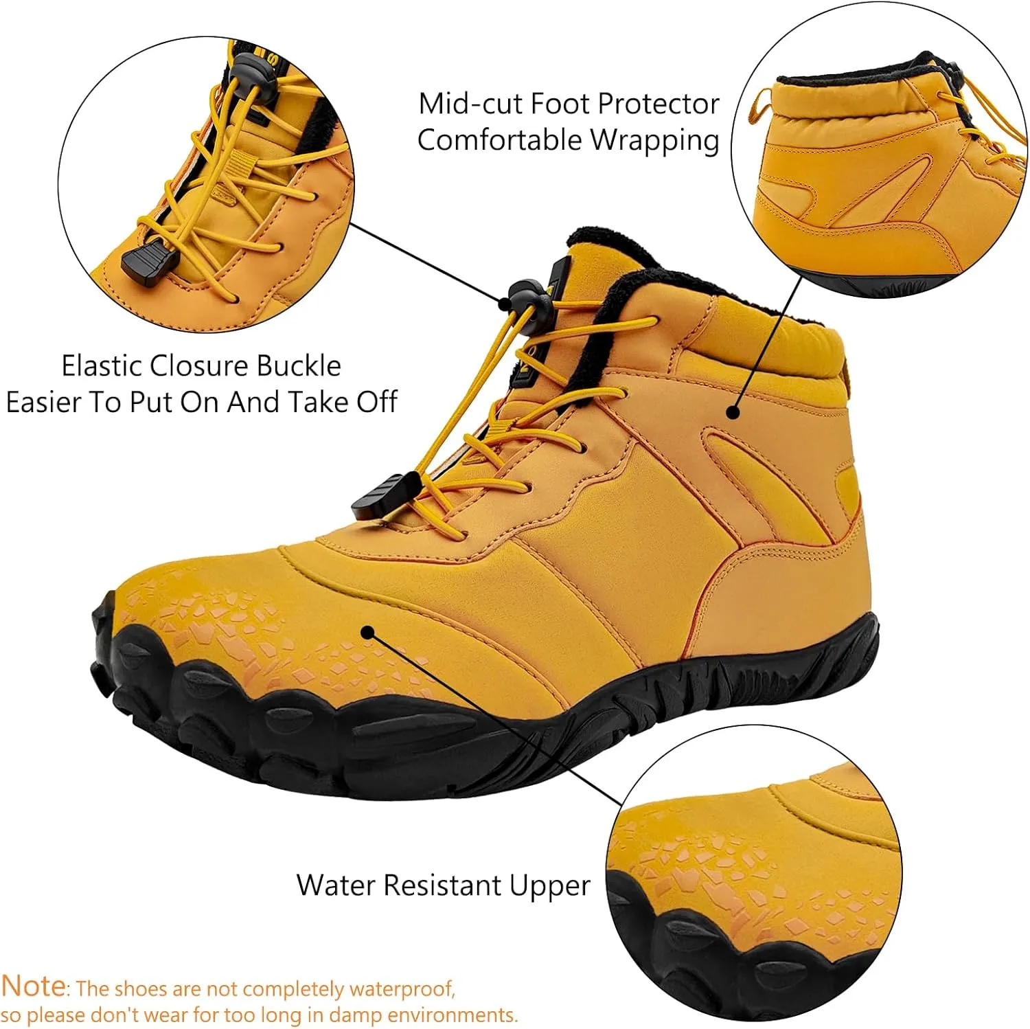 Winter Barefoot Shoes Women Hike Barefoot Footwear Men Grounded Footwear Non-Slip Sole Wide Toe Box for Hiking Trail