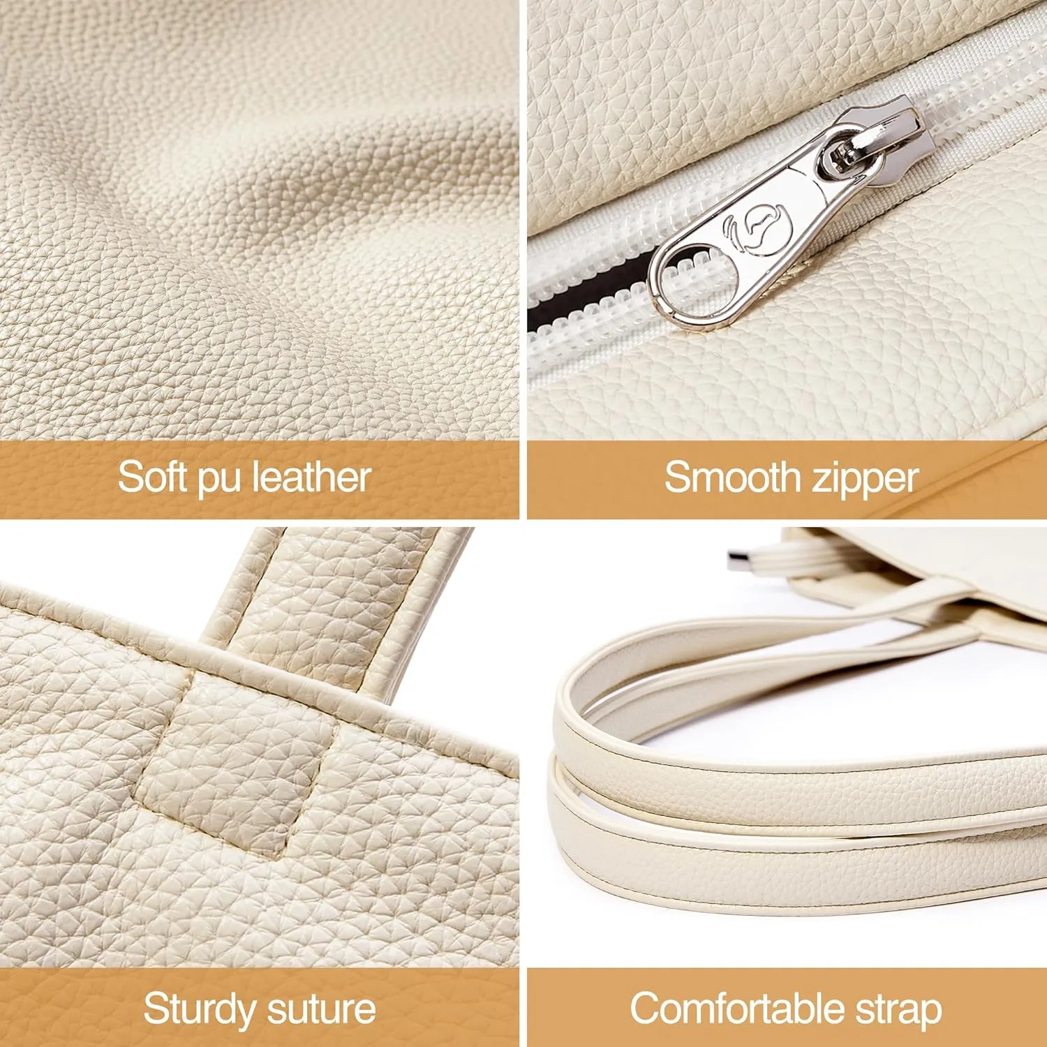 WLLWOO WLLWOO Soft PU Leather Tote Bag for Women Large Casual Hobo Handbags with Zipper Shoulder Work Bag Travel Purse