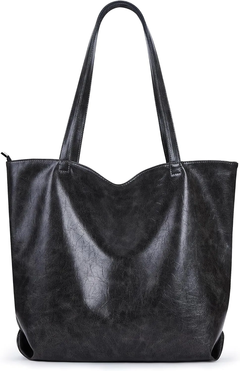 WLLWOO WLLWOO Soft PU Leather Tote Bag for Women Large Casual Hobo Handbags with Zipper Shoulder Work Bag Travel Purse