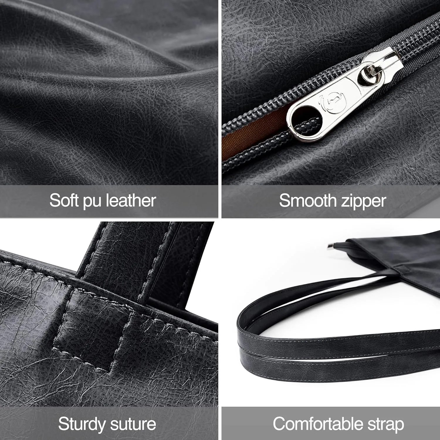 WLLWOO WLLWOO Soft PU Leather Tote Bag for Women Large Casual Hobo Handbags with Zipper Shoulder Work Bag Travel Purse