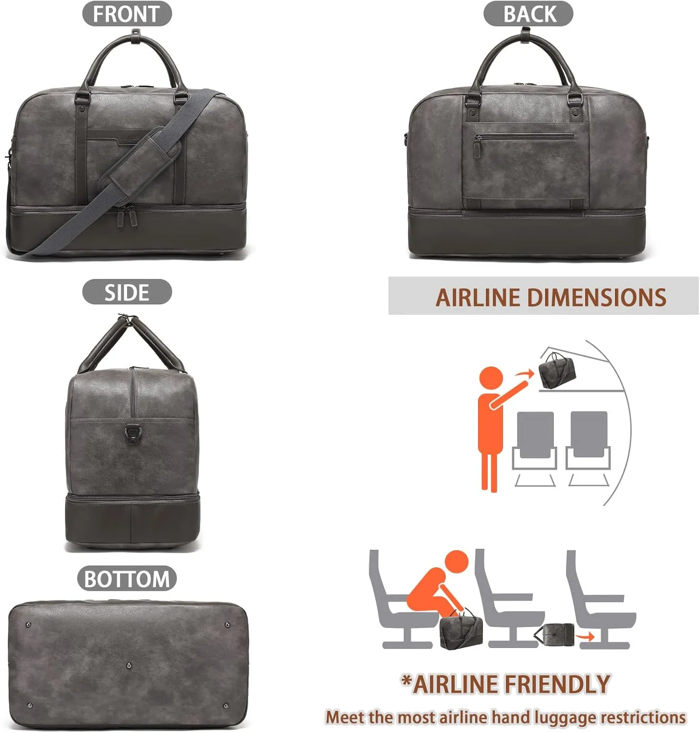 Wogarl Weekender Bag for Women Men Large Overnight Bag Travel Duffel Bag with Shoe Compartment Toiletry Satchel Bag Carry On Bag Fit 21" Laptop
