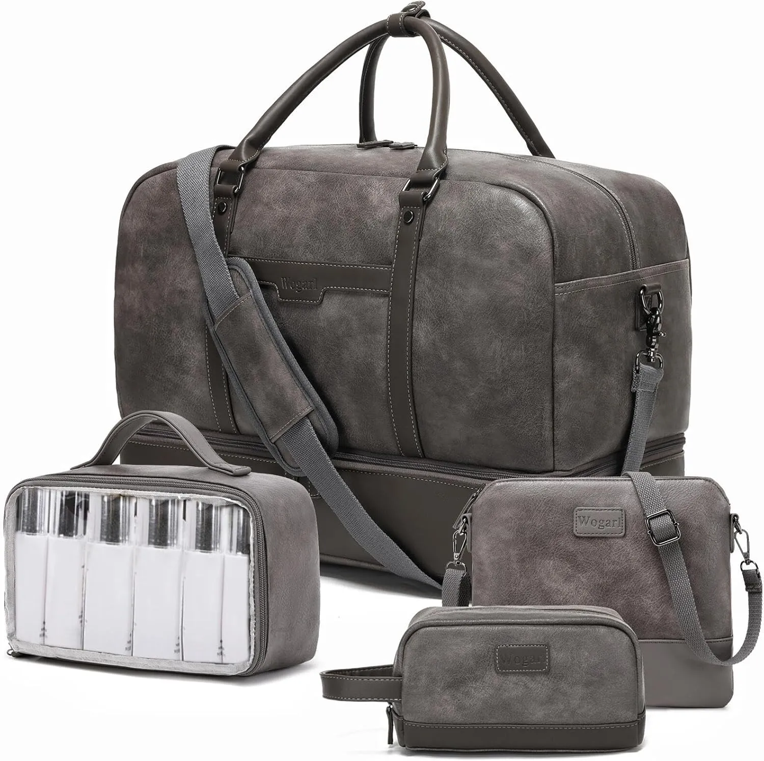 Wogarl Weekender Bag for Women Men Large Overnight Bag Travel Duffel Bag with Shoe Compartment Toiletry Satchel Bag Carry On Bag Fit 21" Laptop
