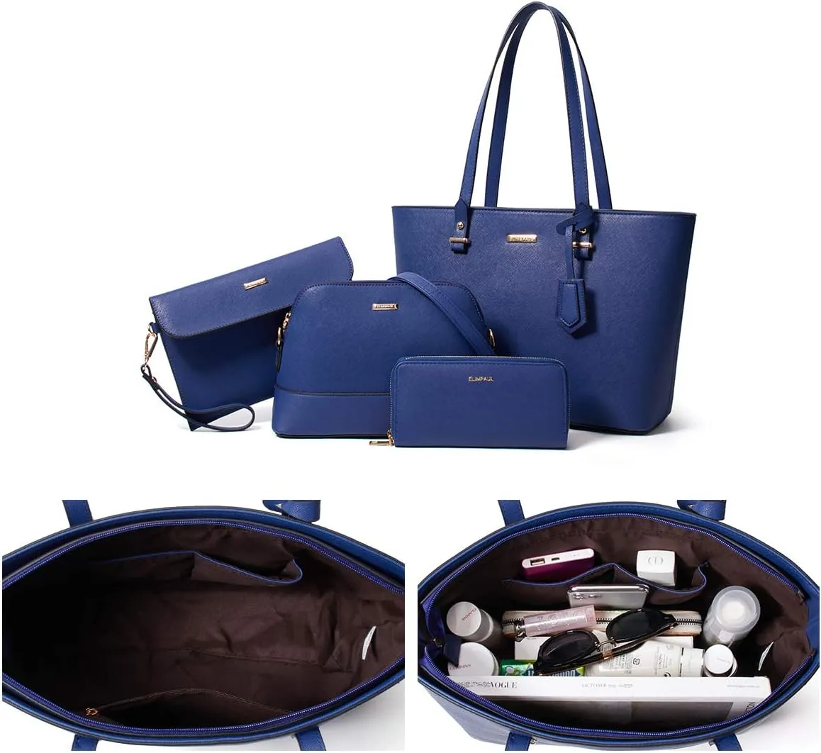 Women Fashion Handbags Wallet Tote Bag Shoulder Bag Top Handle Satchel Purse Set 4pcs