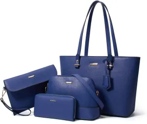 Women Fashion Handbags Wallet Tote Bag Shoulder Bag Top Handle Satchel Purse Set 4pcs