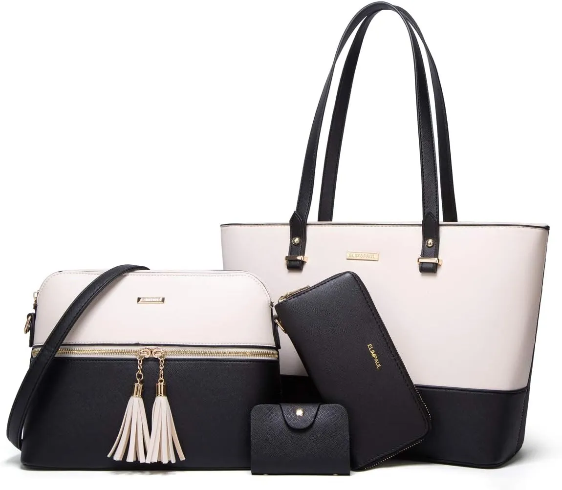 Women Fashion Handbags Wallet Tote Bag Shoulder Bag Top Handle Satchel Purse Set 4pcs