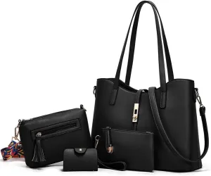 Women Fashion Handbags Wallet Tote Bag Shoulder Bag Top Handle Satchel Purse Set 4pcs
