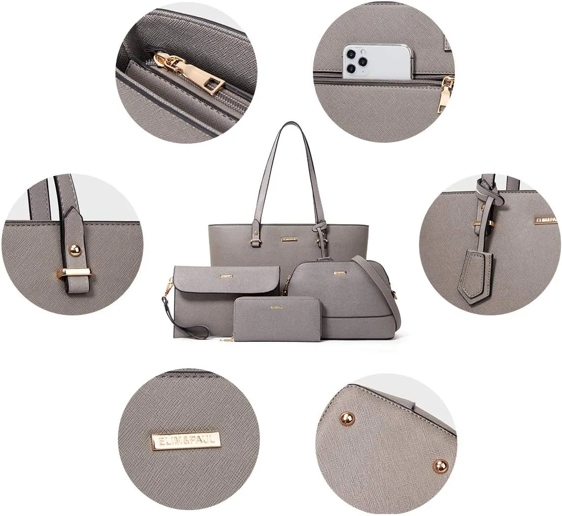 Women Fashion Handbags Wallet Tote Bag Shoulder Bag Top Handle Satchel Purse Set 4pcs