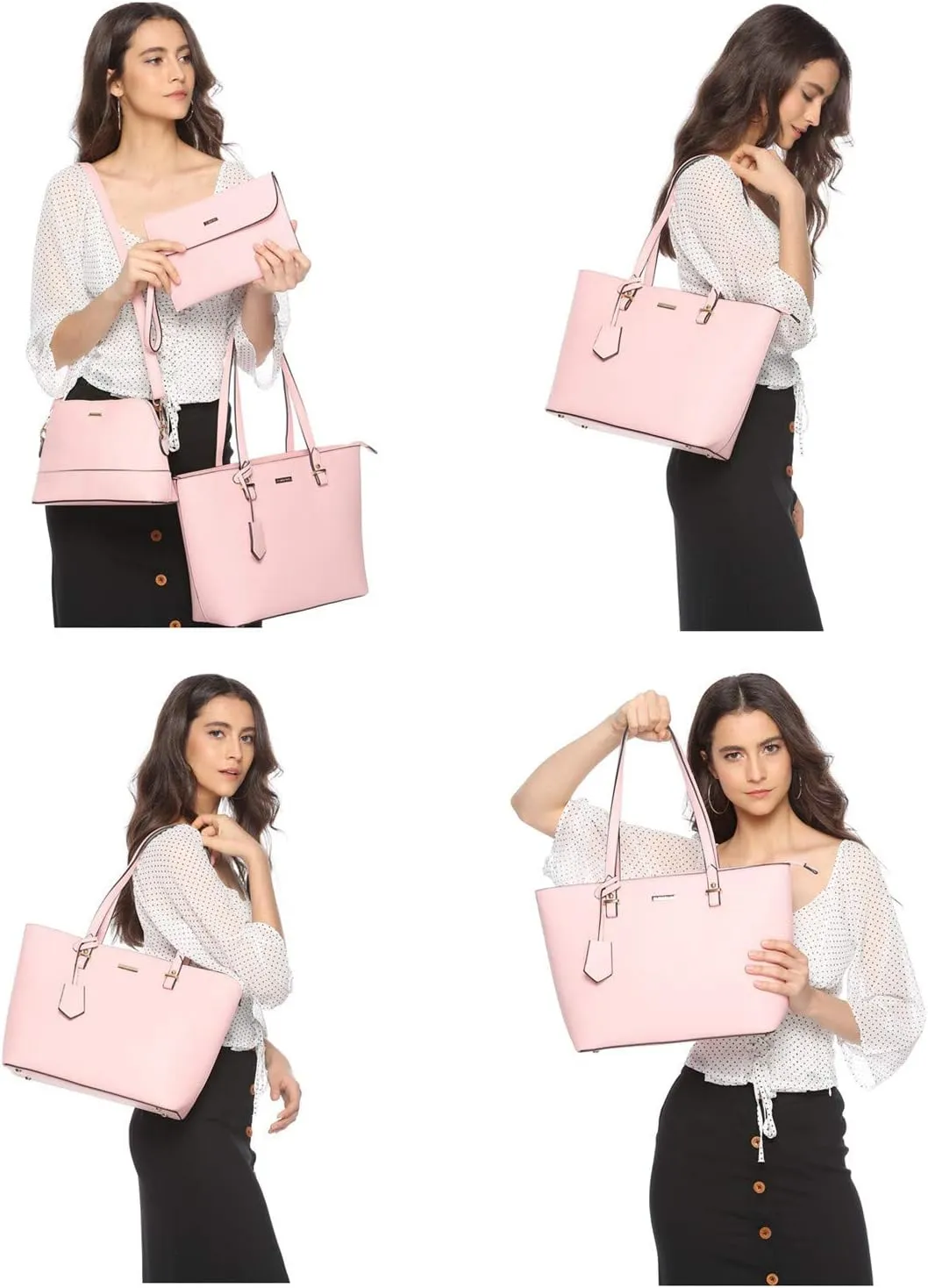Women Fashion Handbags Wallet Tote Bag Shoulder Bag Top Handle Satchel Purse Set 4pcs