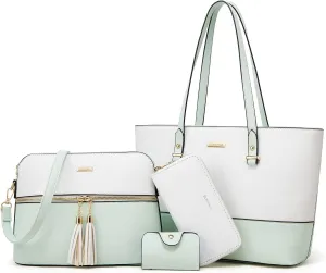 Women Fashion Handbags Wallet Tote Bag Shoulder Bag Top Handle Satchel Purse Set 4pcs