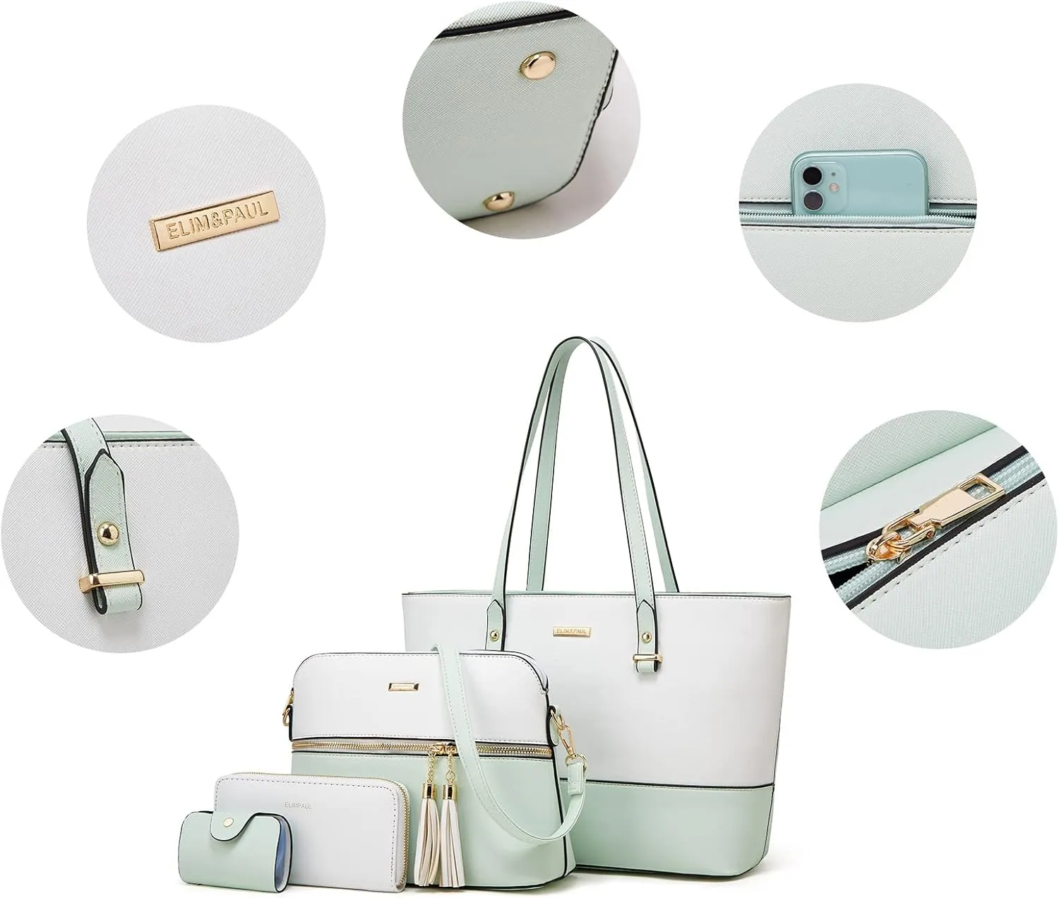 Women Fashion Handbags Wallet Tote Bag Shoulder Bag Top Handle Satchel Purse Set 4pcs