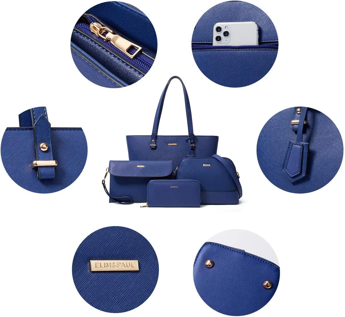 Women Fashion Handbags Wallet Tote Bag Shoulder Bag Top Handle Satchel Purse Set 4pcs