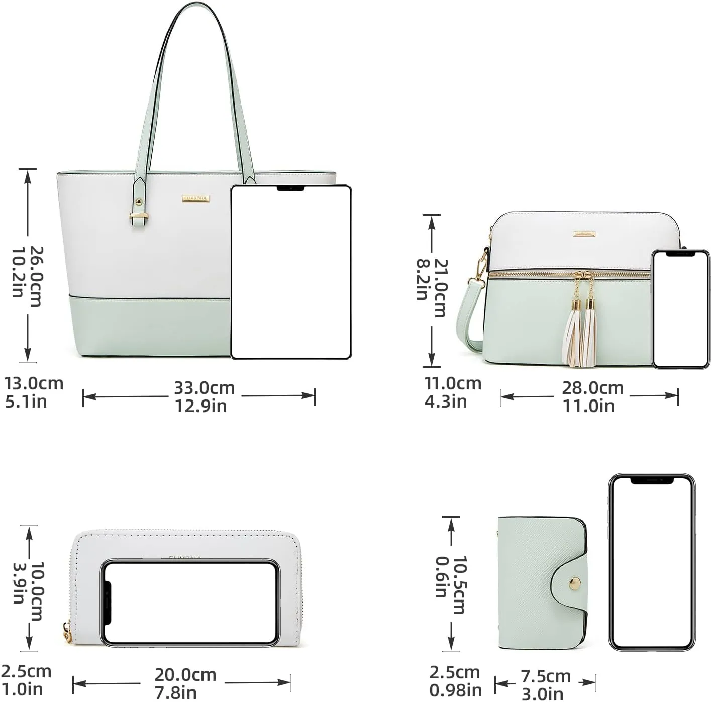 Women Fashion Handbags Wallet Tote Bag Shoulder Bag Top Handle Satchel Purse Set 4pcs