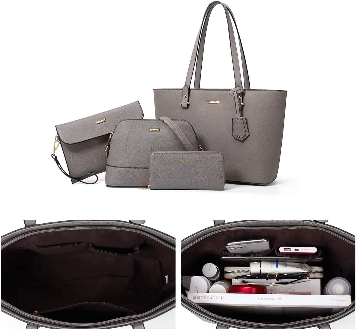 Women Fashion Handbags Wallet Tote Bag Shoulder Bag Top Handle Satchel Purse Set 4pcs