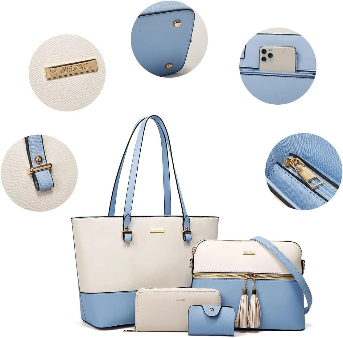 Women Fashion Handbags Wallet Tote Bag Shoulder Bag Top Handle Satchel Purse Set 4pcs