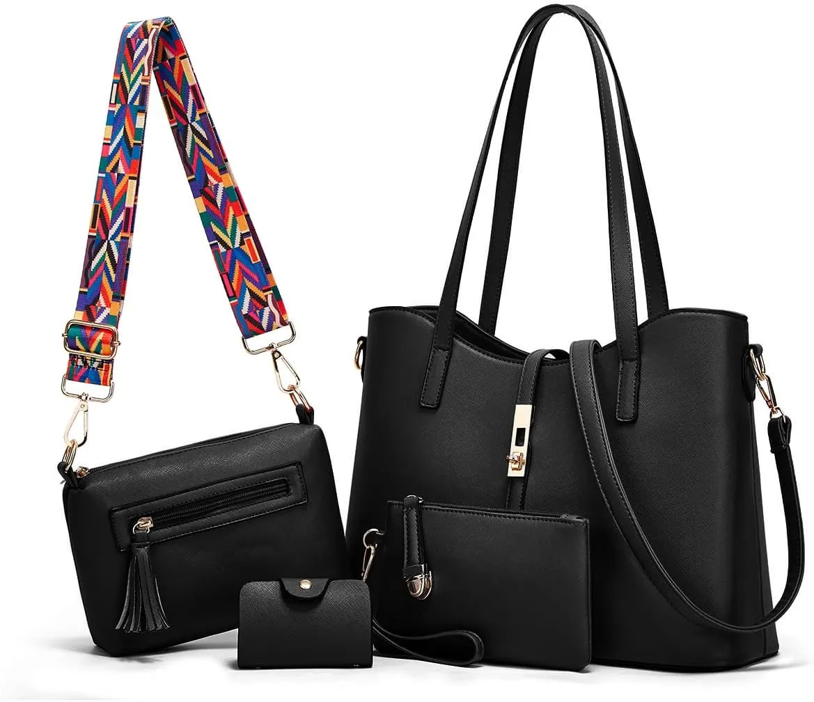 Women Fashion Handbags Wallet Tote Bag Shoulder Bag Top Handle Satchel Purse Set 4pcs