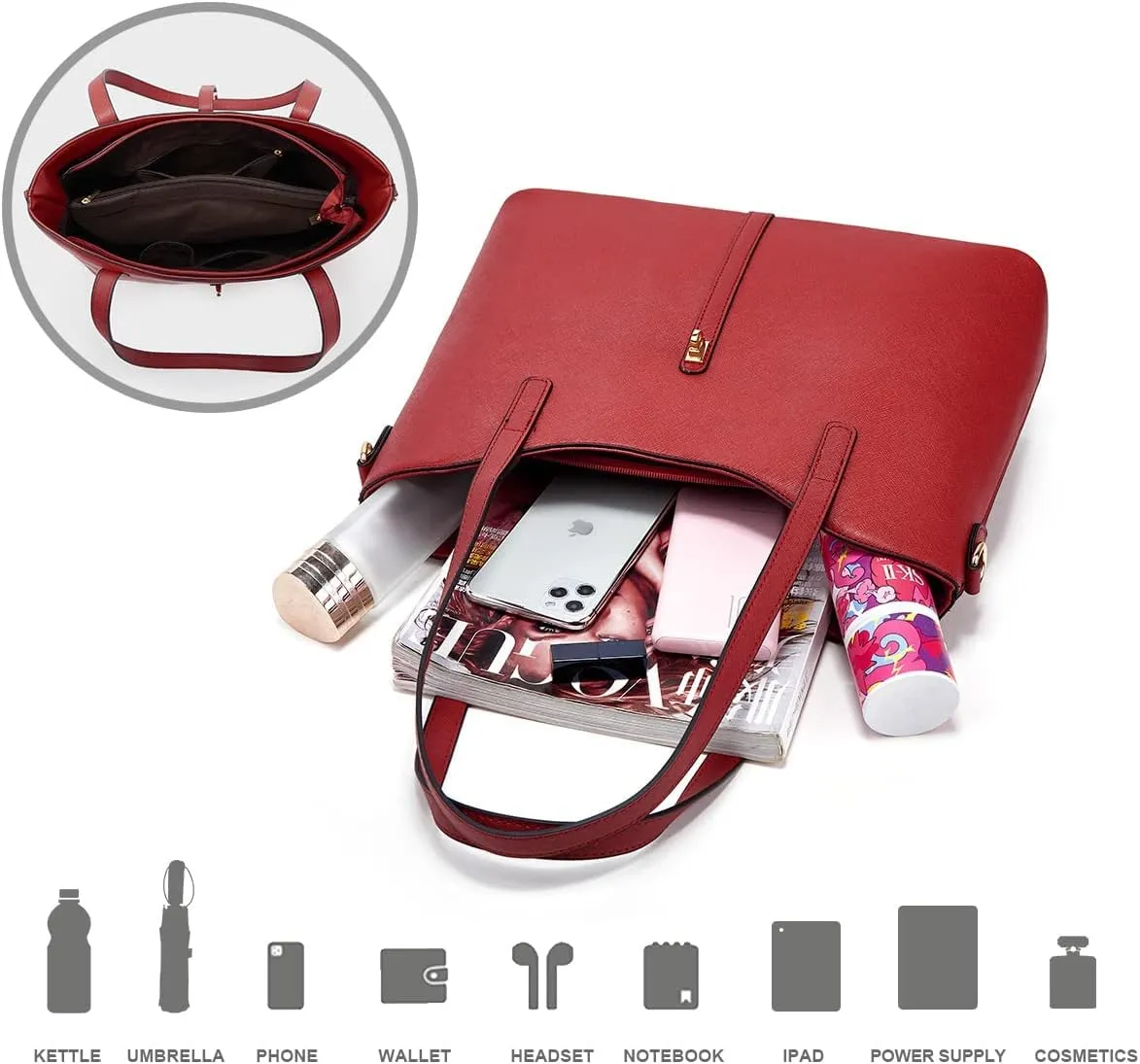 Women Fashion Handbags Wallet Tote Bag Shoulder Bag Top Handle Satchel Purse Set 4pcs