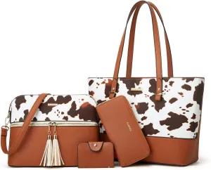 Women Fashion Handbags Wallet Tote Bag Shoulder Bag Top Handle Satchel Purse Set 4pcs