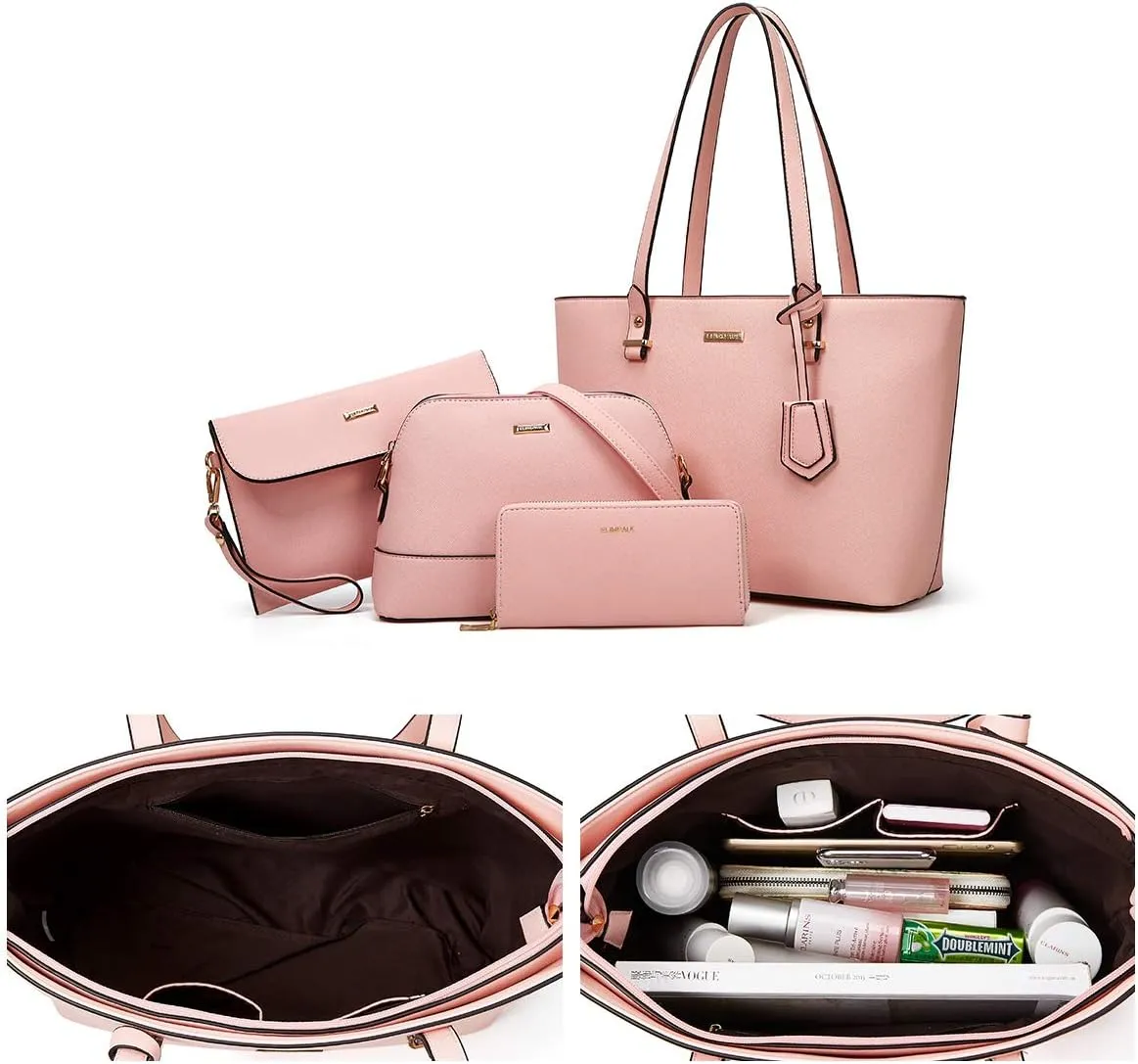 Women Fashion Handbags Wallet Tote Bag Shoulder Bag Top Handle Satchel Purse Set 4pcs