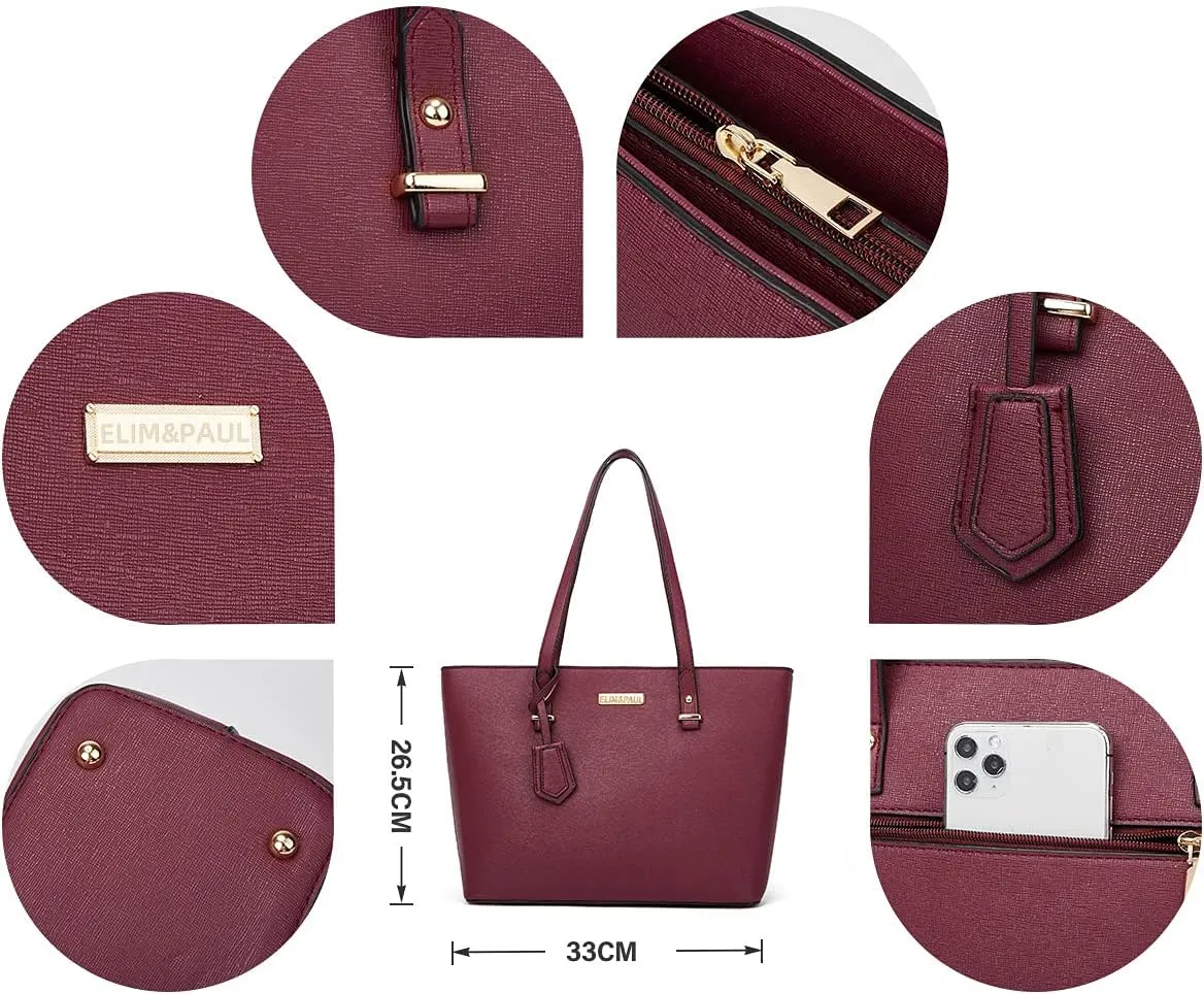 Women Fashion Handbags Wallet Tote Bag Shoulder Bag Top Handle Satchel Purse Set 4pcs