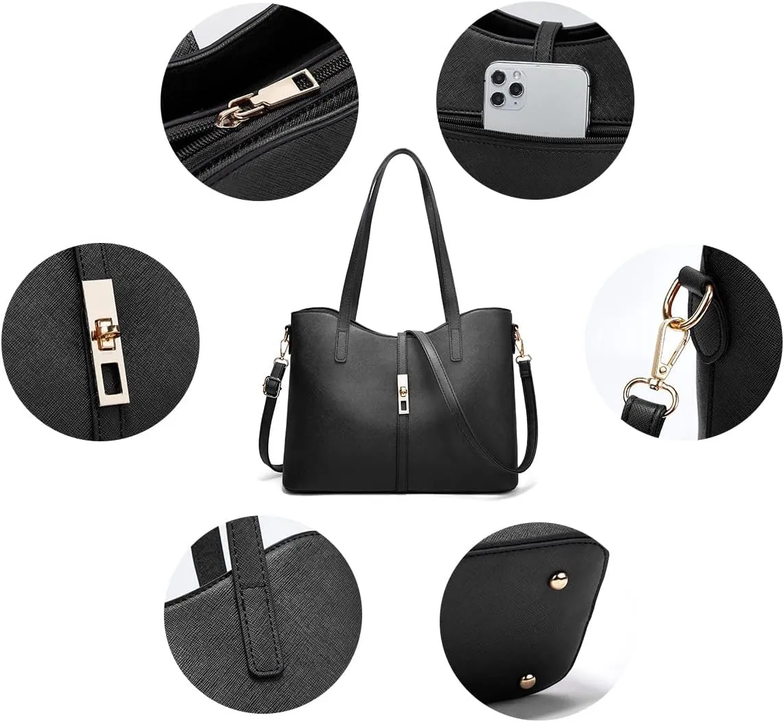 Women Fashion Handbags Wallet Tote Bag Shoulder Bag Top Handle Satchel Purse Set 4pcs