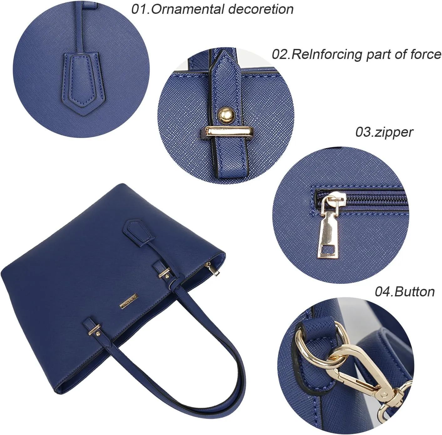 Women Fashion Handbags Wallet Tote Bag Shoulder Bag Top Handle Satchel Purse Set 4pcs