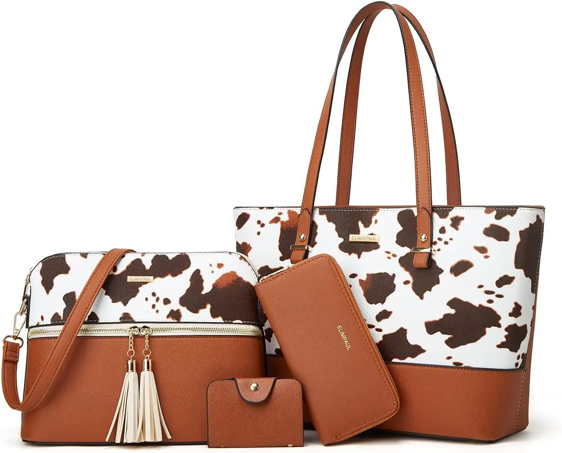 Women Fashion Handbags Wallet Tote Bag Shoulder Bag Top Handle Satchel Purse Set 4pcs