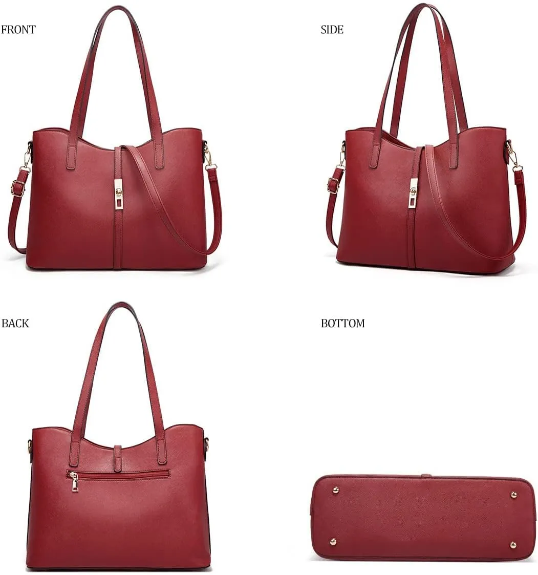 Women Fashion Handbags Wallet Tote Bag Shoulder Bag Top Handle Satchel Purse Set 4pcs