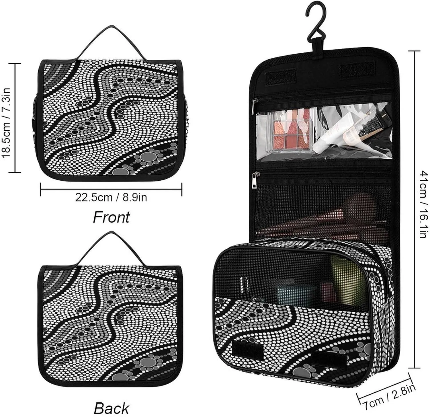 Women Hanging Toiletry Wash bag, Travel Cosmetic Storage Case Organizer