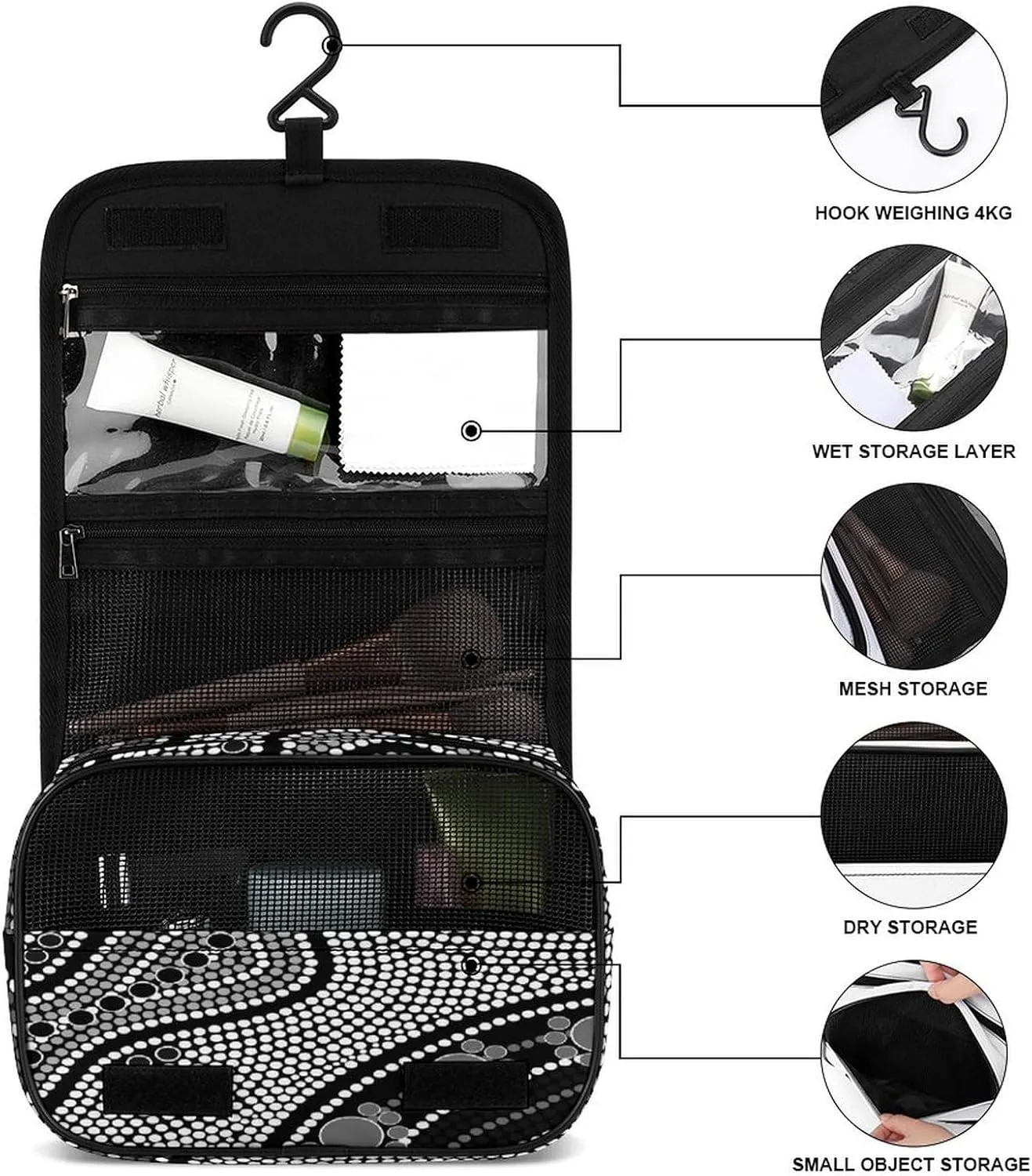 Women Hanging Toiletry Wash bag, Travel Cosmetic Storage Case Organizer