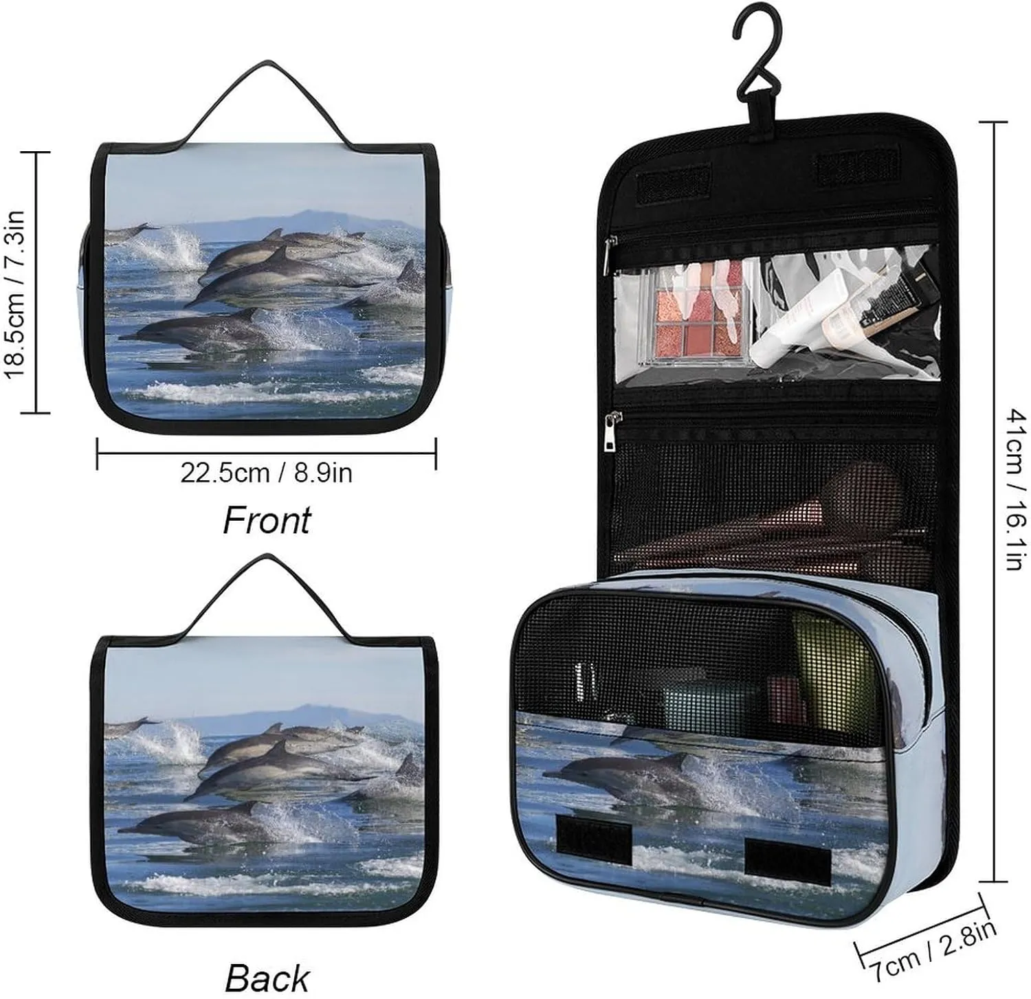 Women Hanging Toiletry Wash bag, Travel Cosmetic Storage Case Organizer
