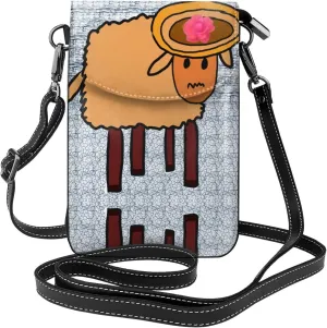 Women Leather Cell Phone Purse a Minority Sheep Picture Multifunction,Soft, Durable,Convenient for Daily use and Travel, Black, One Size