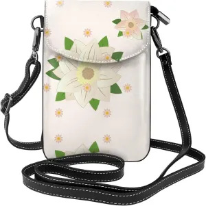 women leather Cell Phone Purse Blooming Hexagonal White pattern Multifunction,Soft, durable,Convenient for daily use and travel, Black, One Size